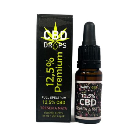 HappyCBD 12,5% CBD olej full-spectrum třešeň a máta