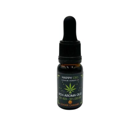HappyCBD RCN aroma olej 10 ml, vůně Cookies Caramel (20 % RCN + 30 % CBD CRD)